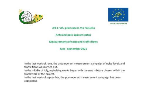 LIFE E-VIA: pilot case in Via Paisiello